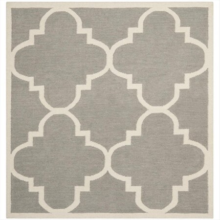 Safavieh 6 x 6 ft. Square- Contemporary Dhurries Grey And Ivory Flatweave Rug DHU633B-6SQ